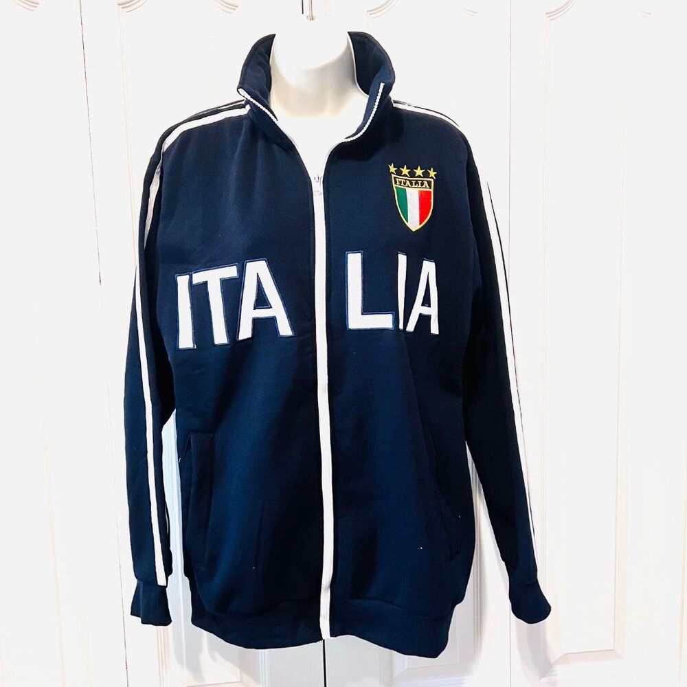 Star Venezia-Italia Track Jacket-X Large-Navy/Red/Green-Stripes-Stretch-Zip Up